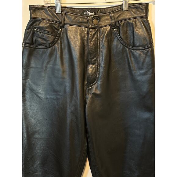 Wilson’s Maxima Black Genuine Leather High Rise Straight Leg Pants Vintage Sz 10 - Picture 3 of 12